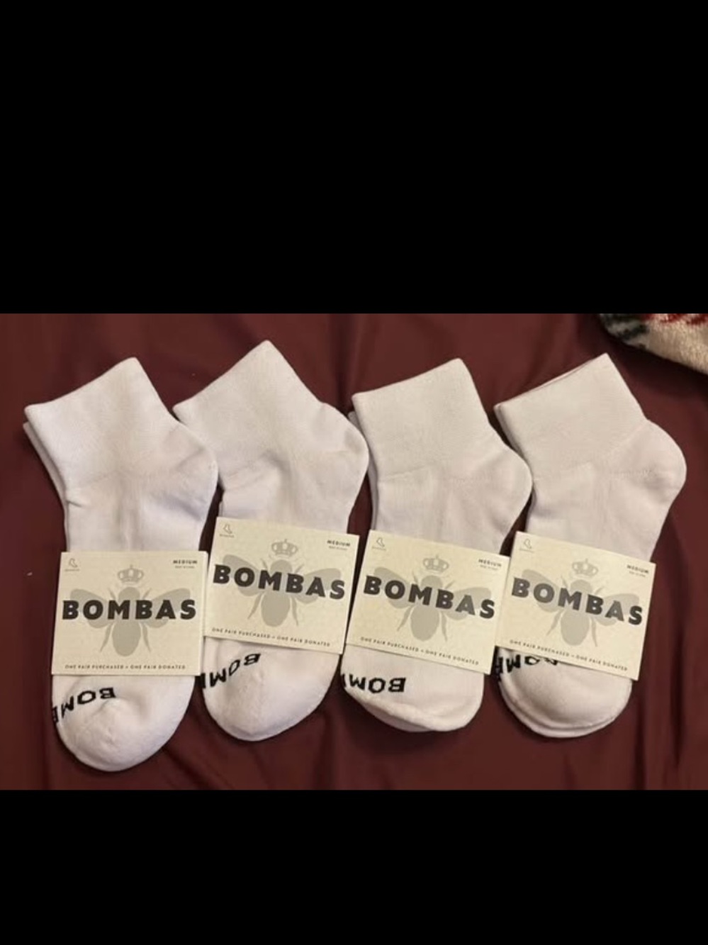 Bombas White Ankle Socks — Set of 4 Pairs